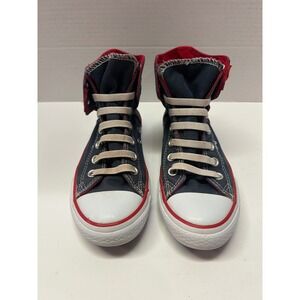 Converse All Star High Top Sneakers Kids Size 3 Roll Down Collar Blue Red‎